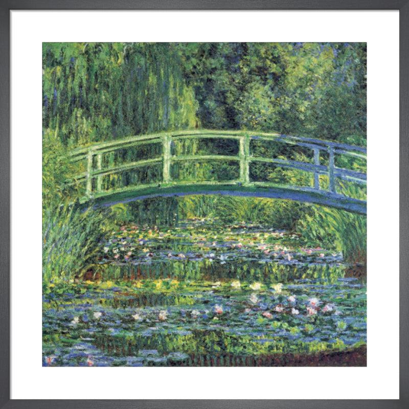 Water Lily Pond, 1899 (blue) by Claude Monet. Framed art print.