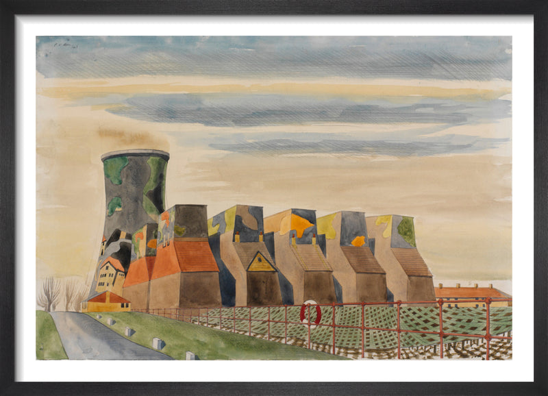 Camouflaged Cooling-towers by Colin William Moss. Framed art print.