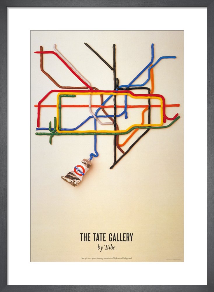 Tate Gallery by tube, 1986 by David Booth, Malcolm and Nancy Fowler (Fine White Line). Framed art print.