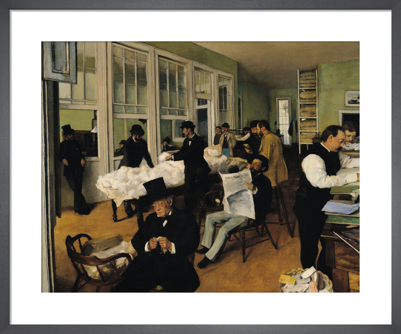 The Cotton Exchange, New Orleans, 1873 by Edgar Degas. Framed art print.