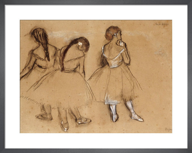 Three Dancers (sketch) by Edgar Degas. Framed art print.