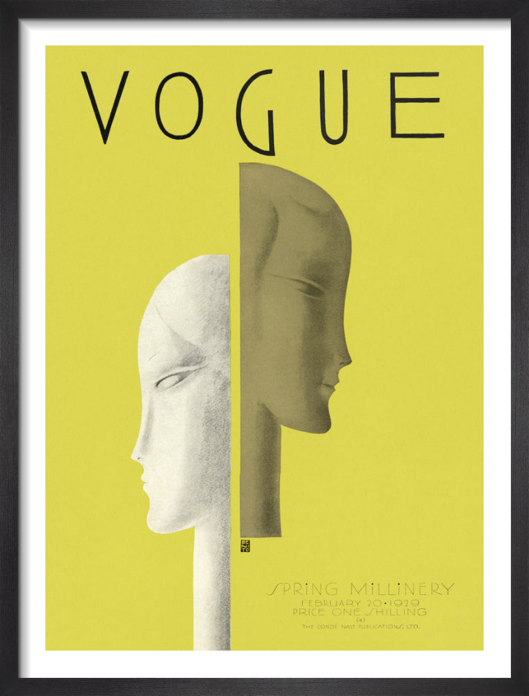 Vogue February 1929 by Eduardo Benito. Framed art print.