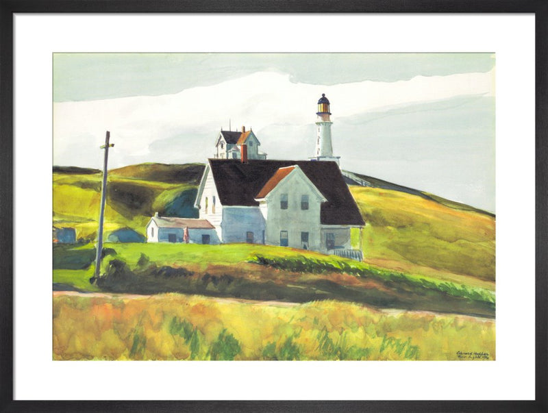 Hill and Houses, Cape Elizabeth, Maine, 1927 by Edward Hopper. Framed art print.