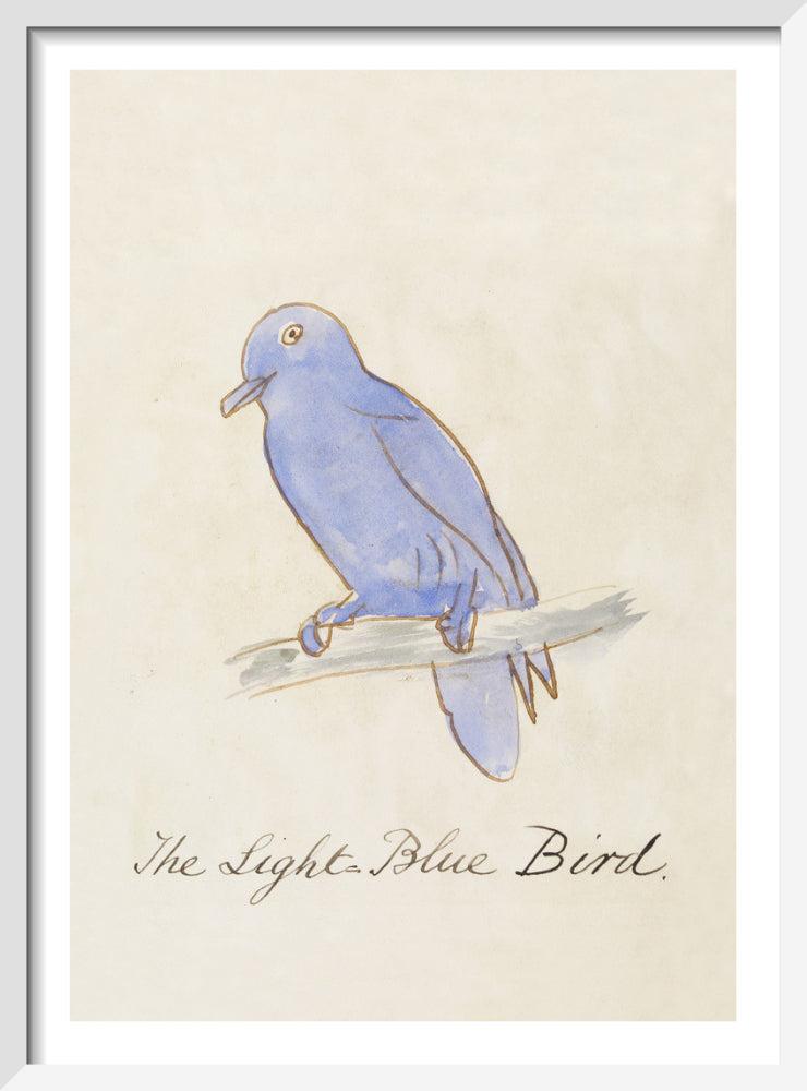 The Light Blue Bird by Edward Lear. Framed art print.