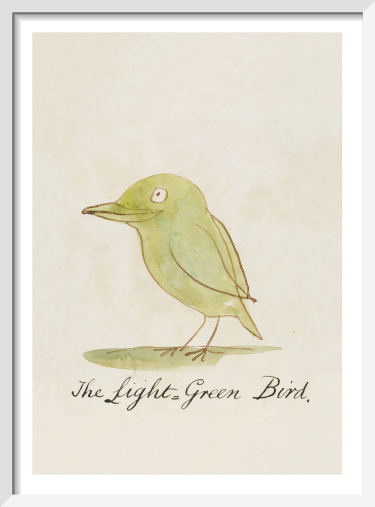 The Light Green Bird by Edward Lear. Framed art print.