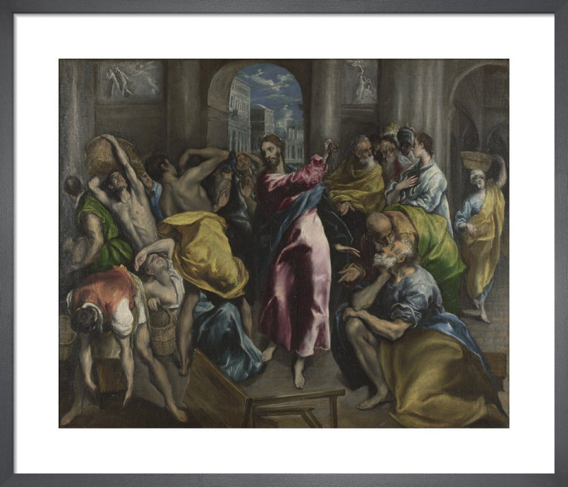 Christ driving the Traders from the Temple by El Greco. Framed art print.
