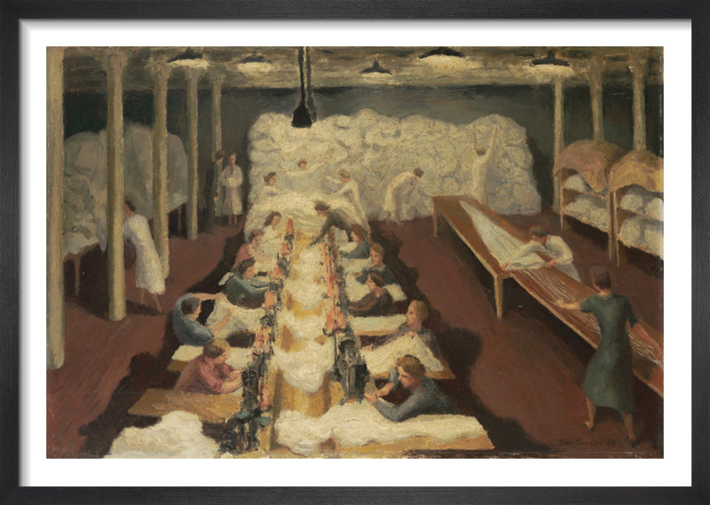 A Parachute Factory by Evan Charlton. Framed art print.