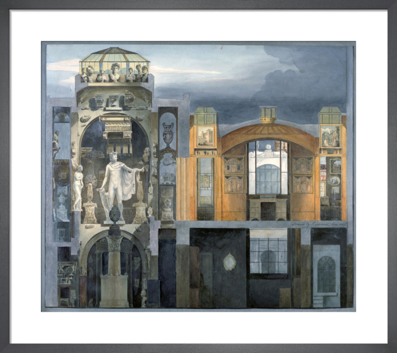 Sectional perspective of the Dome area and Breakfast Room looking east by Sectional perspective of the Dome area and Breakfast Room looking east. Framed art print.