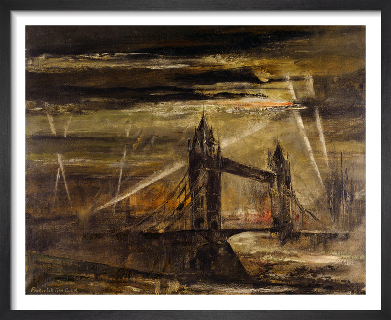 A Flying-bomb over Tower Bridge by A Flying-bomb over Tower Bridge. Framed art print.