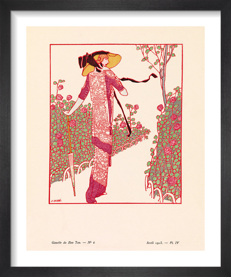 Une rose parmi les roses by Gazette du Bon Ton. Framed art print.