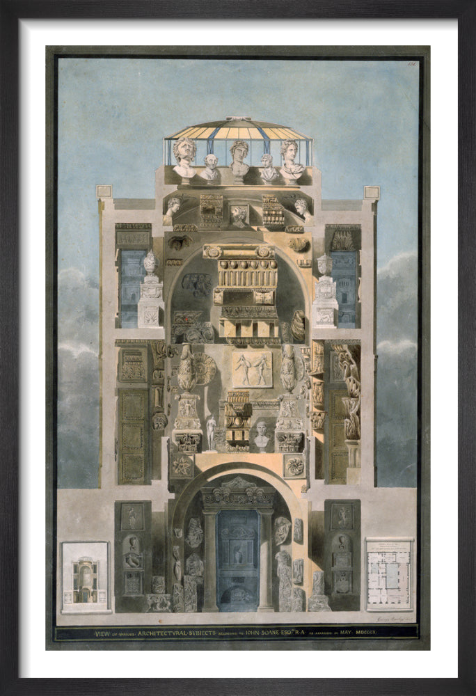 Sectional perspective of the Dome area looking east by George Bailey. Framed art print.