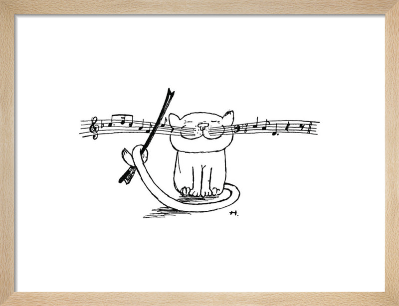 Cat With Musical Whiskers by Gerard Hoffnung. Framed art print.