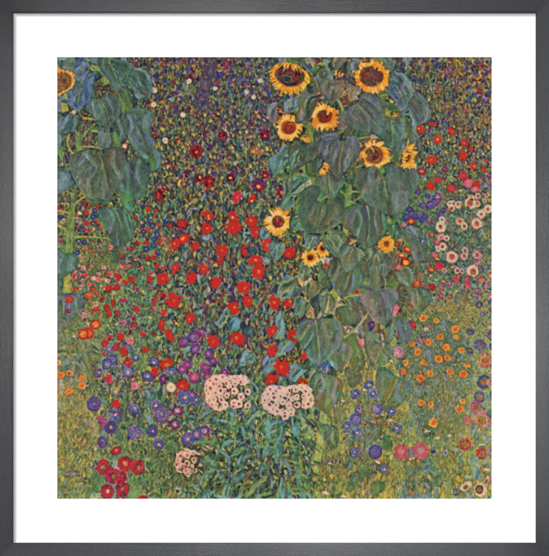 Farm Garden with Sunflowers, around 1905/1906 by Gustav Klimt. Framed art print.