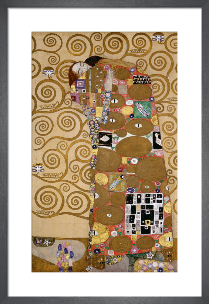 The Embrace, panel for the Stoclet Frieze 1905-1911 by Gustav Klimt. Framed art print.