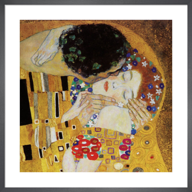 The Kiss (detail) by Gustav Klimt. Framed art print.