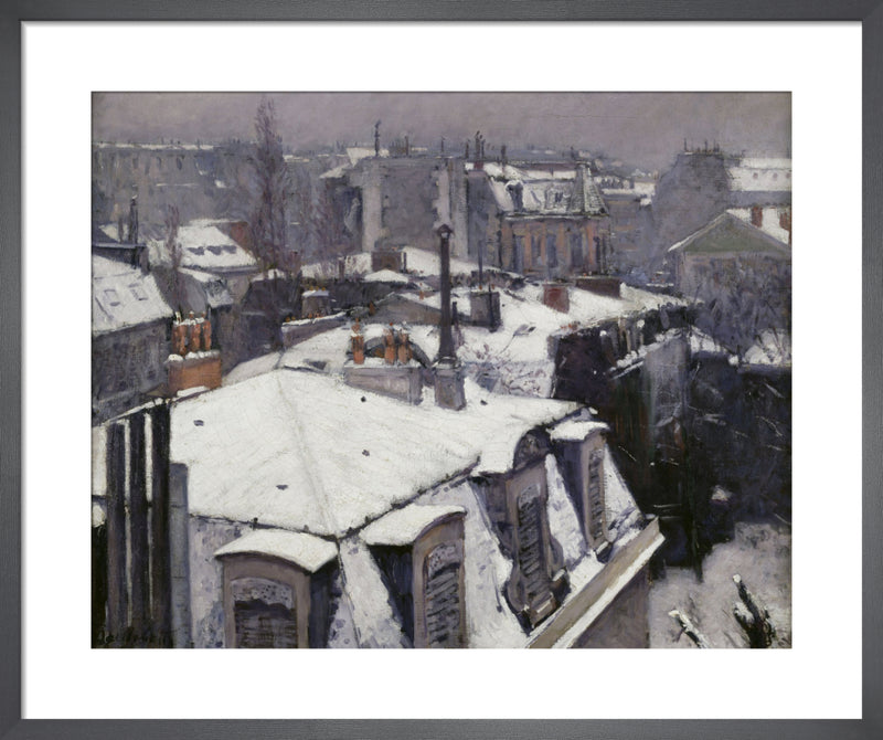 Rooftops in the snow by Gustave Caillebotte. Framed art print.
