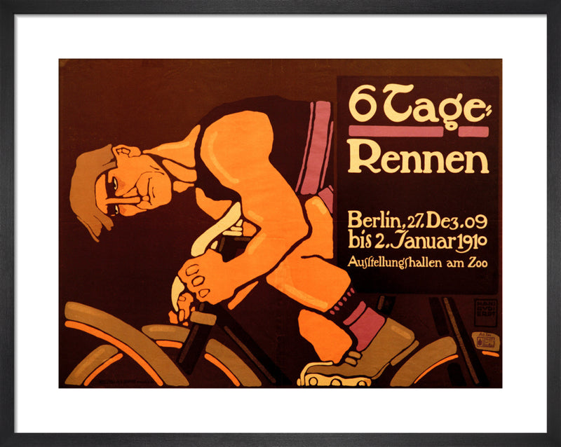 Six-Day Cycle Race, 1910 by Hans Rudi Erdt. Framed art print.