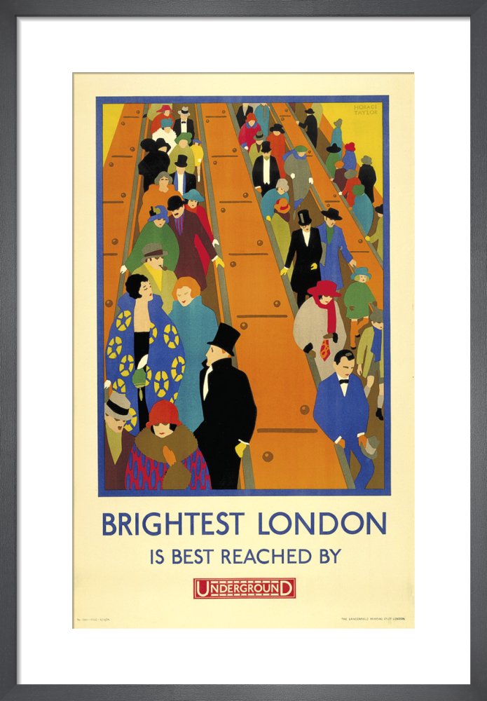 Brightest London is best reached by Underground, 1924 by Horace Taylor. Framed art print.