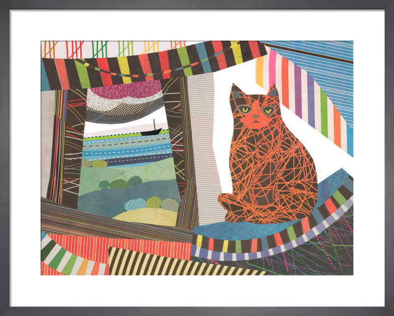 Window Cat by Jane Robbins. Framed art print.