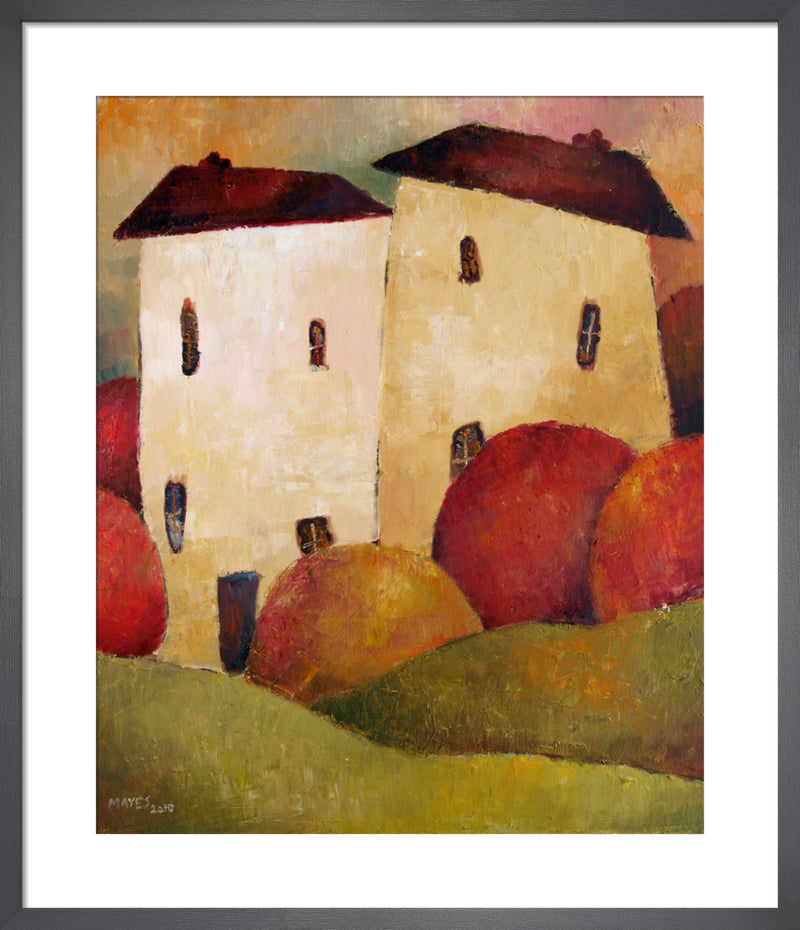 Two Huddled Houses by Jeremy Mayes. Framed art print.