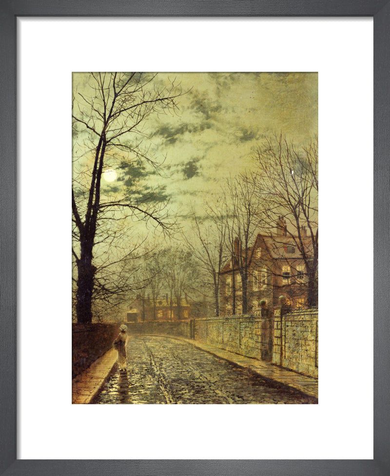 A Moonlit Road by John Atkinson Grimshaw. Framed art print.