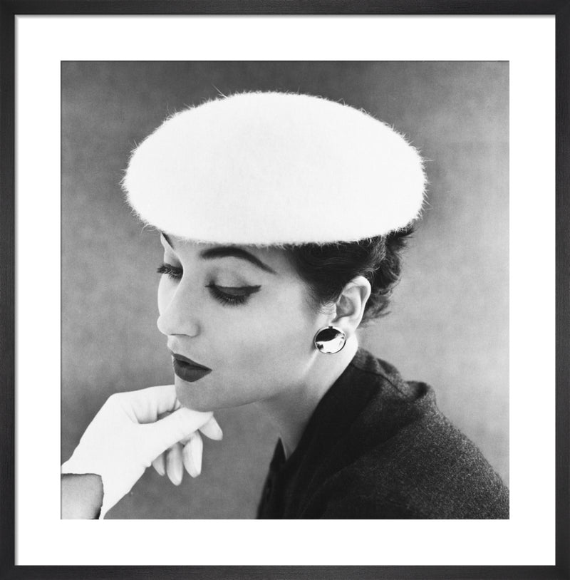 Mohair beret by John French. Framed art print.