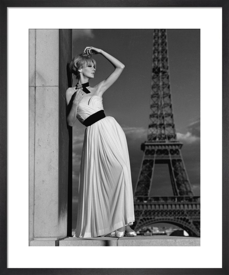 Pierre Balmain evening gown by John French. Unframed art print.