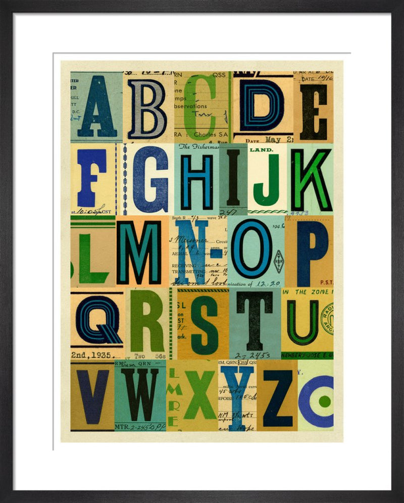 Vintage Radio Card Alphabet by Julia Trigg. Unframed art print.
