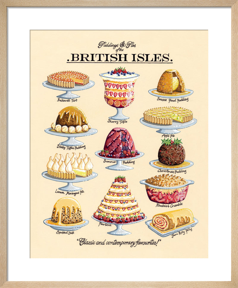 Puddings & Pies by Kelly Hall. Framed art print.