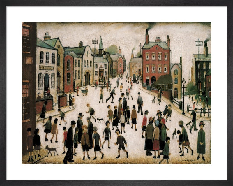 A Village Square by L.S. Lowry. Framed art print.