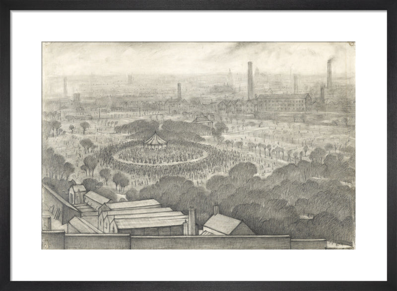 Bandstand, Peel Park, Salford, 1925 by L.S. Lowry. Framed art print.