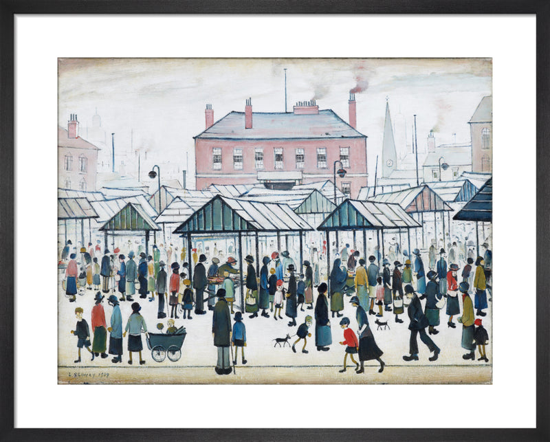 Market Scene, Northern Town, 1939 by L.S. Lowry. Framed art print.