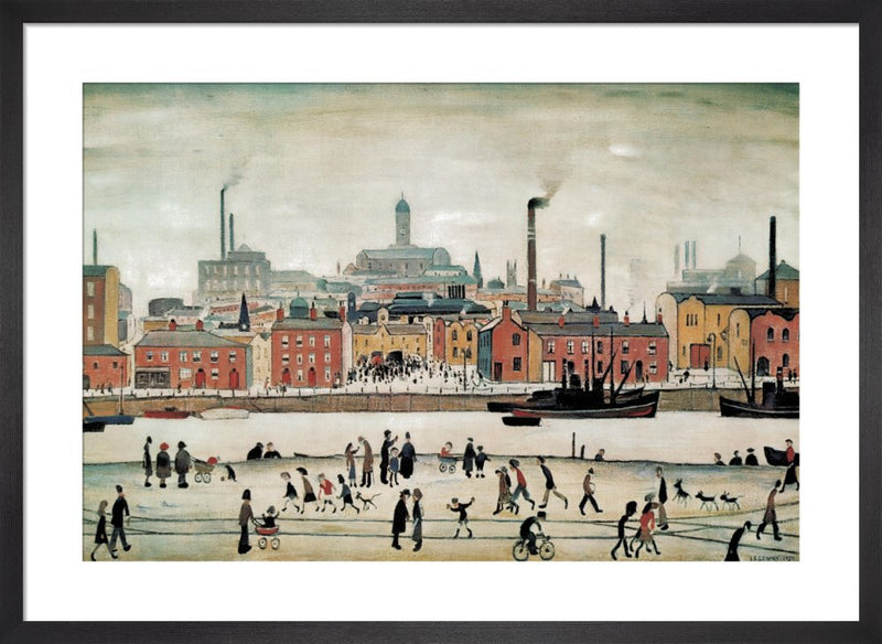 Northern River Scene by L.S. Lowry. Framed art print.