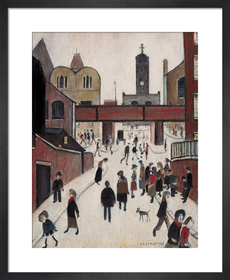 Street Scene with Viaduct by L.S. Lowry. Framed art print.