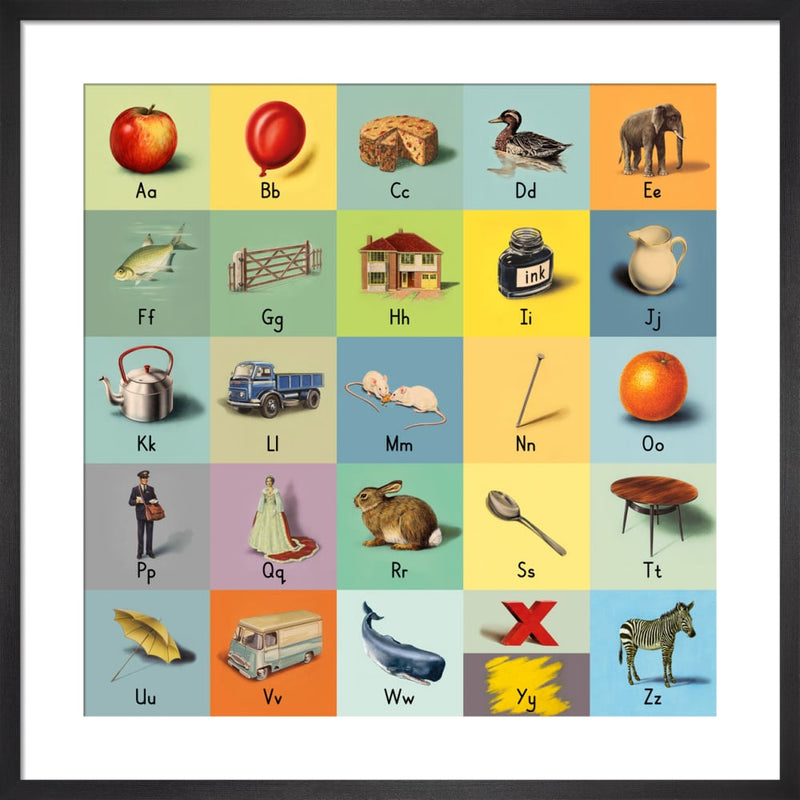 Alphabet (letters) by Ladybird Books. Framed art print.