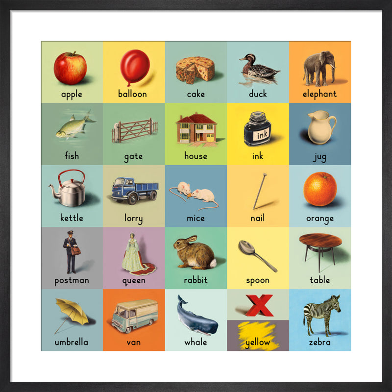 alphabet (words) by Ladybird Books. Framed art print.
