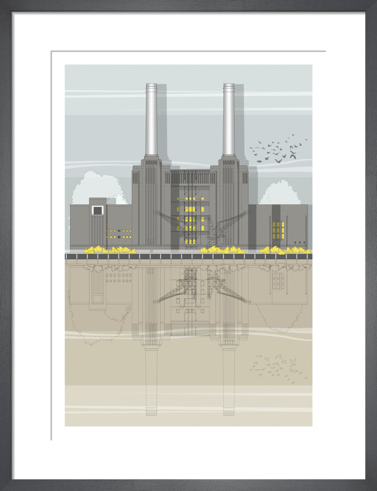 London Battersea Power Station by Linescapes. Framed art print.