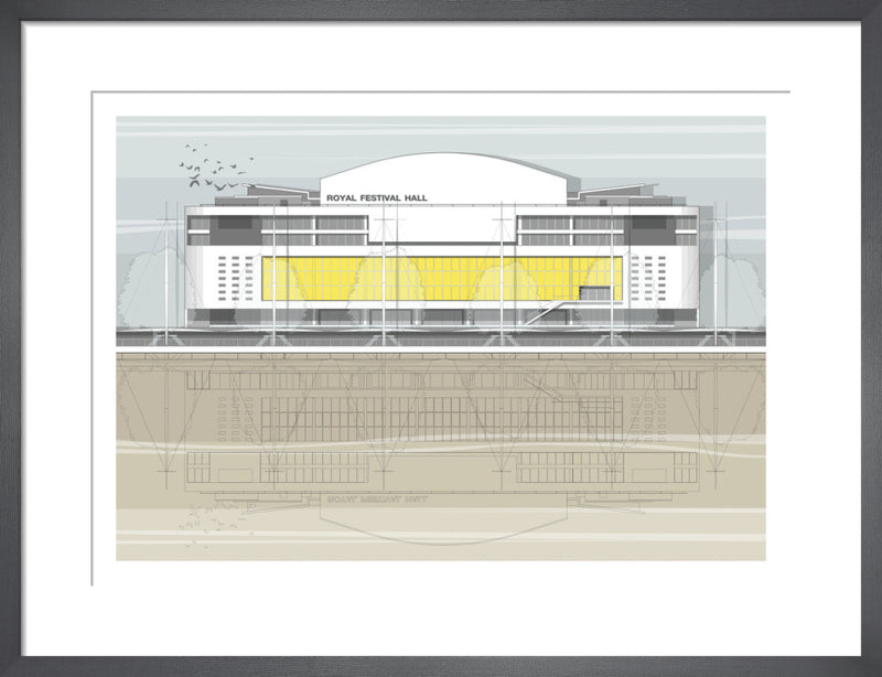 London Royal Festival Hall by Linescapes. Framed art print.