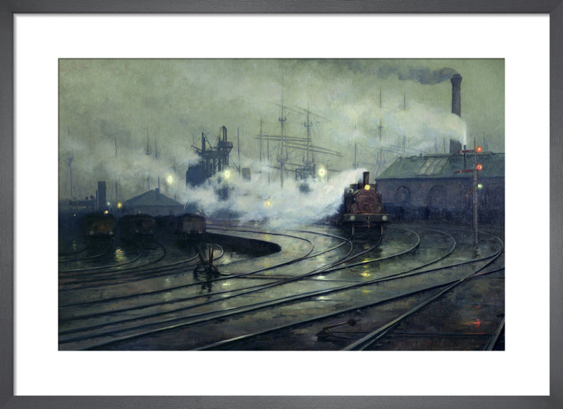 Cardiff Docks, 1896 by Lionel Walden. Framed art print.