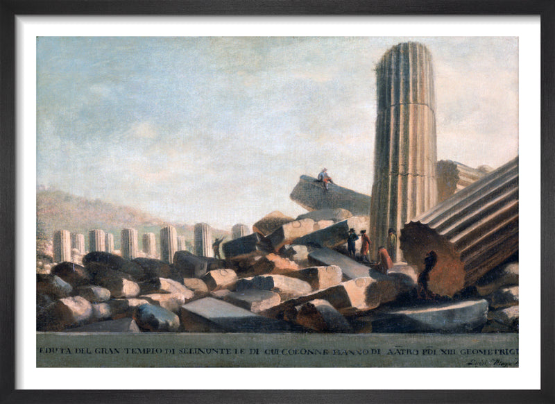 View of the Remains of the Great Temple at Selinunti (3 of 6) by Luigi Mayer. Framed art print.