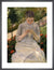 Young girl in the garden, woman sewing by Mary Cassatt. Framed art print.