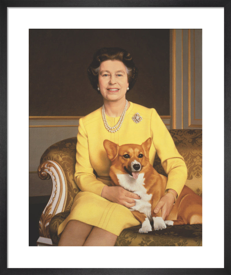 Queen Elizabeth II, 1985-1986 by Michael Leonard. Framed art print.