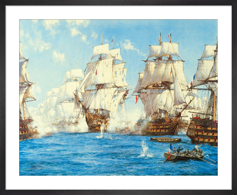 Battle of Trafalgar by Montague Dawson. Framed art print.