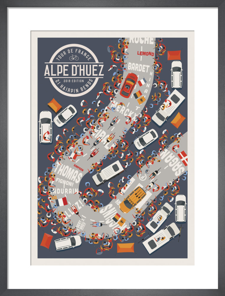Alpe d'Huez by Neil Stevens. Framed art print.