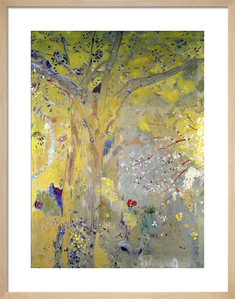 Tree Against a Yellow Background by Odilon Redon. Framed art print.