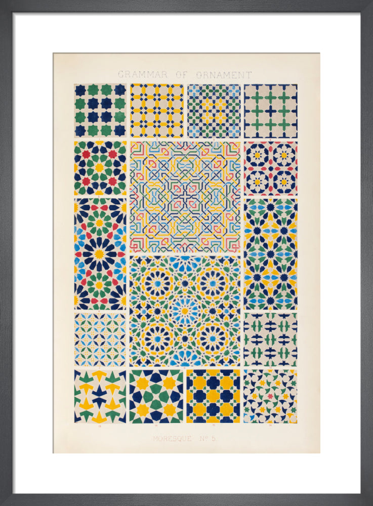 Moresque N.5, The Grammar of Ornament, 1856 by Owen Jones. Framed art print.