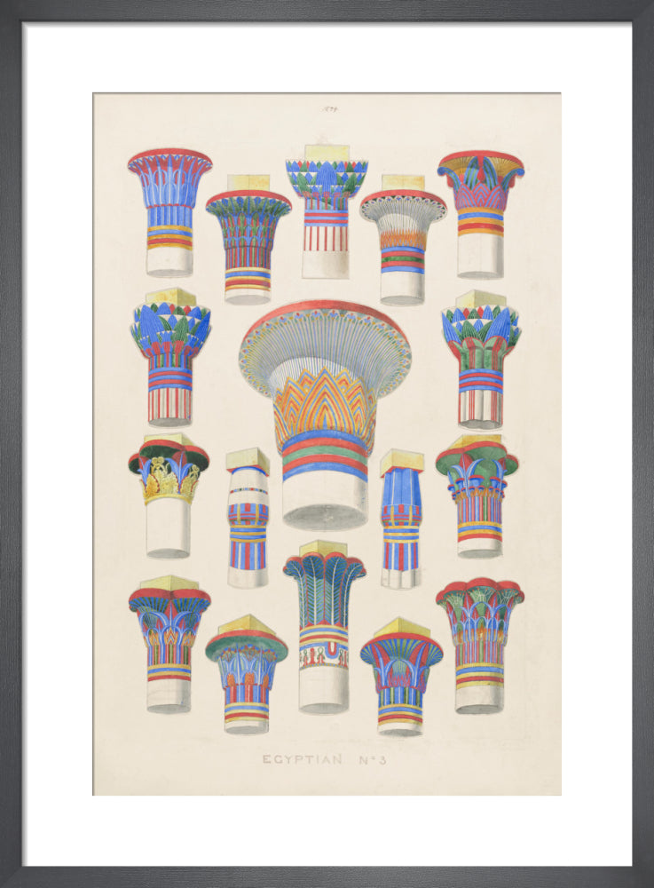 Original drawing for Plate VI: Egyptian N.3, 1856 by Owen Jones. Framed art print.