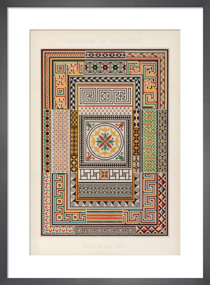 Pompeian N.3, The Grammar of Ornament, 1856 by Owen Jones. Framed art print.