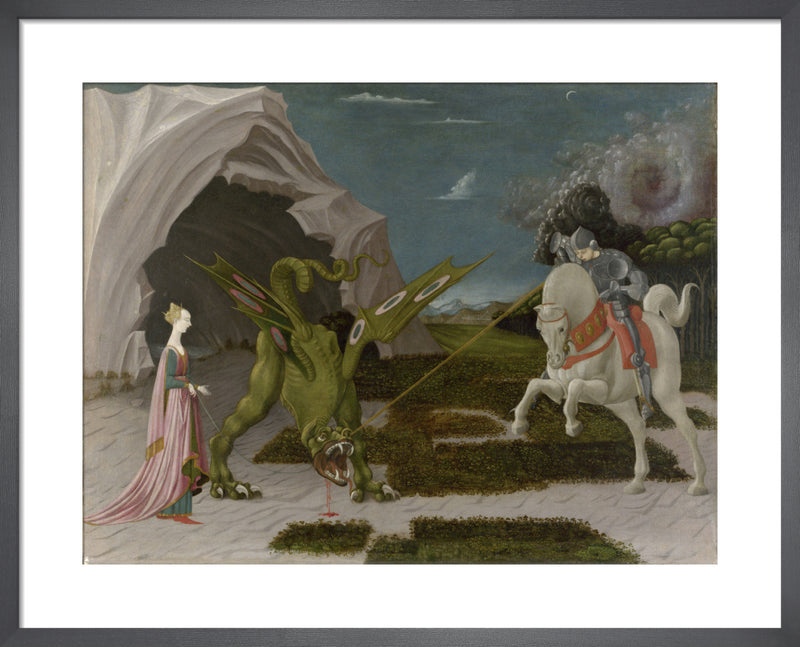 Saint George and the Dragon by Paolo Uccello. Framed art print.