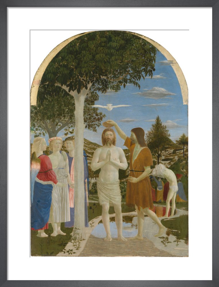 The Baptism of Christ by Piero Della Francesca. Framed art print.